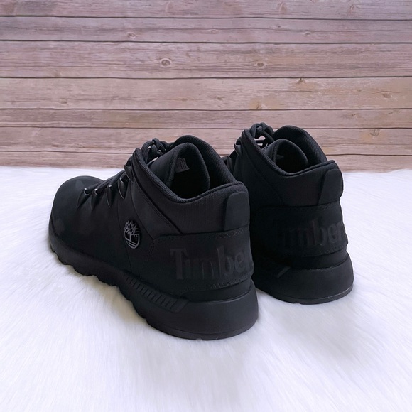 Timberland Men’s Sprint Trekker Mid Hiking Black Boots - Picture 2 of 6